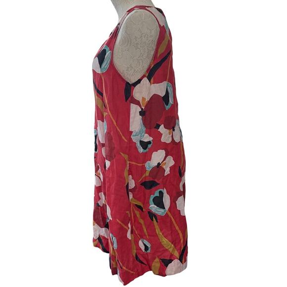 Sigrid Olsen Red Floral Linen Shift Dress Medium quiet luxury all over print - Picture 4 of 12